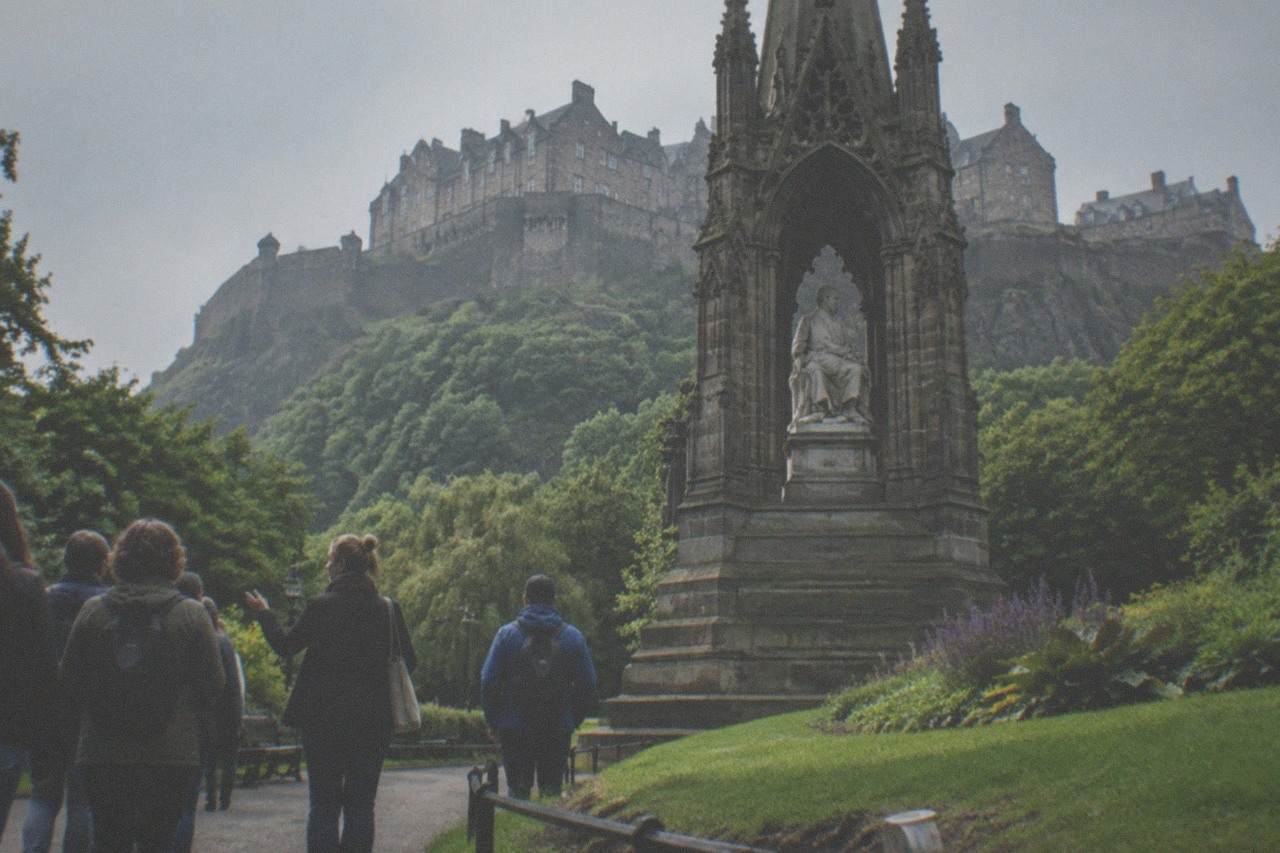 Edinburgh Castle buildings on their volcanic rock above the city skyline